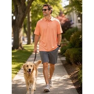 Pebble Beach Dry-Luxe Mens XXL Coral Orange Performance Golf Polo NWOT